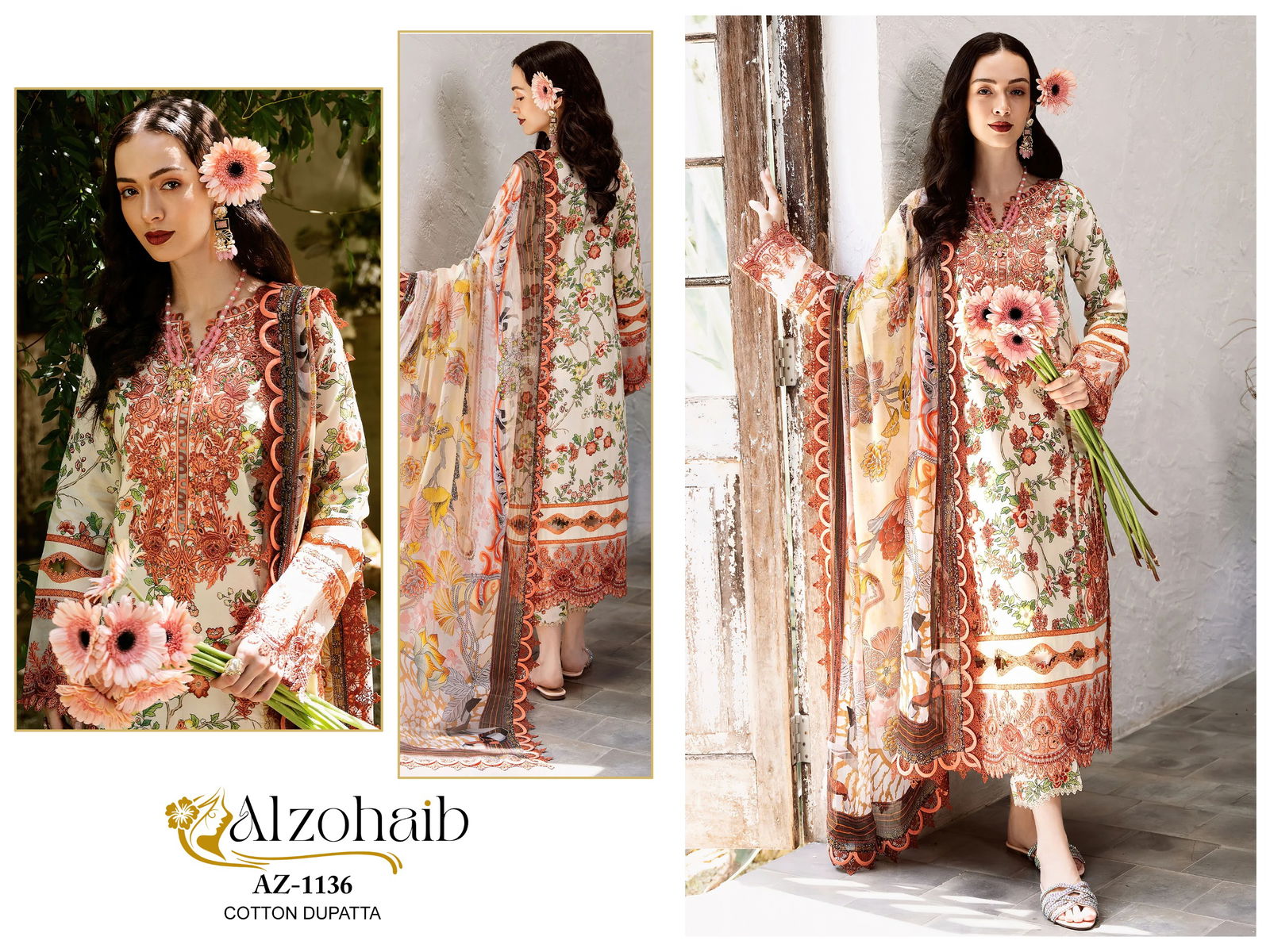 Alzohaib Az 1135 To 1141 Cotton Printed Pakistani Suits Suppliers In India